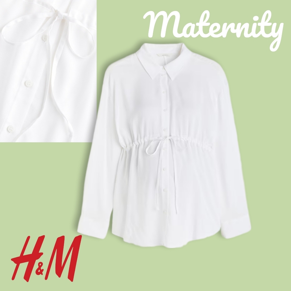 💙 MAMA Tie-belt Maternity Blouse